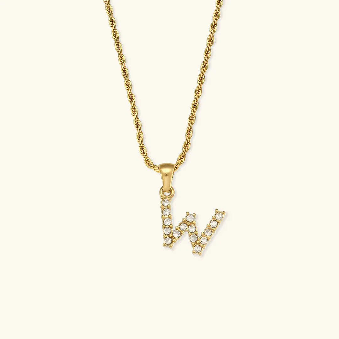 [Royal&Vicky]Maeve Letter Initial Diamond Necklace