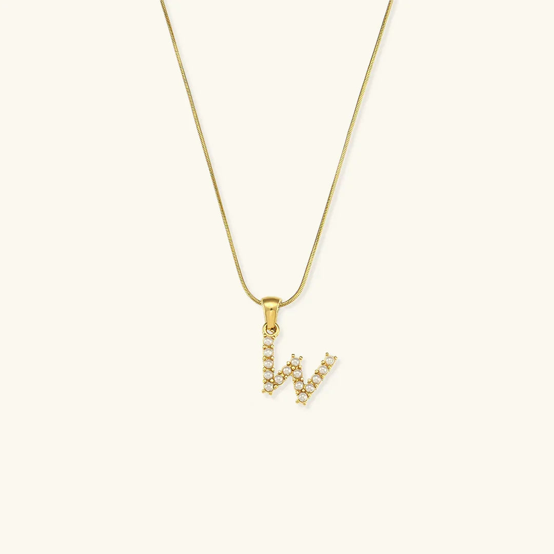 [Royal&Vicky]Augustine Initial Letter Pearl Necklace