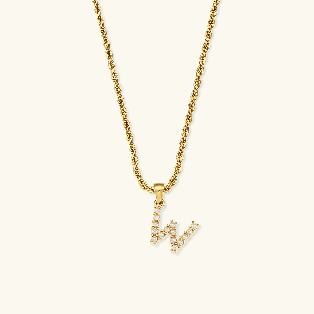 [Royal&Vicky]Elodie Initial Letter Pearl Necklace