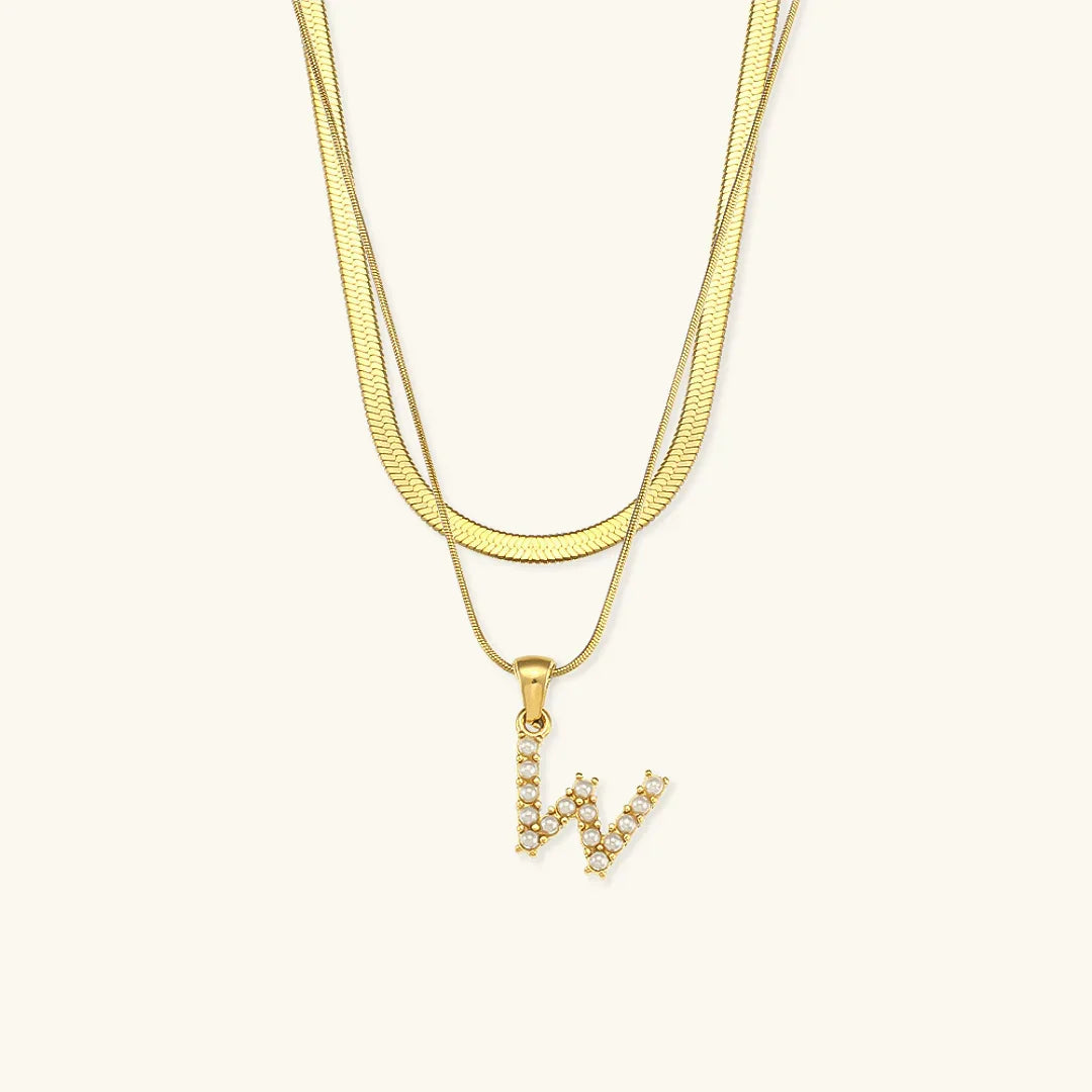 [Royal&Vicky]Fiona Layered Gold Initial Letter Necklace