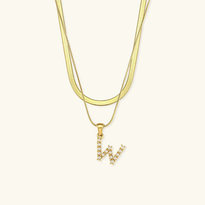 [Royal&Vicky]Fiona Layered Gold Initial Letter Necklace