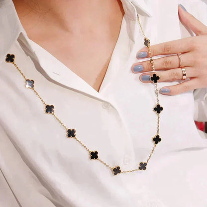 [Royal&Vicky]CLOVER 20 MOTIFS ONYX NECKLACE