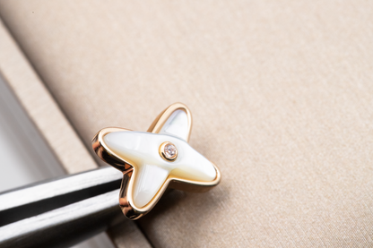 [Royal&Vicky]JEUX DE WHITE MOP PINK GOLD DIAMOND EARRINGS