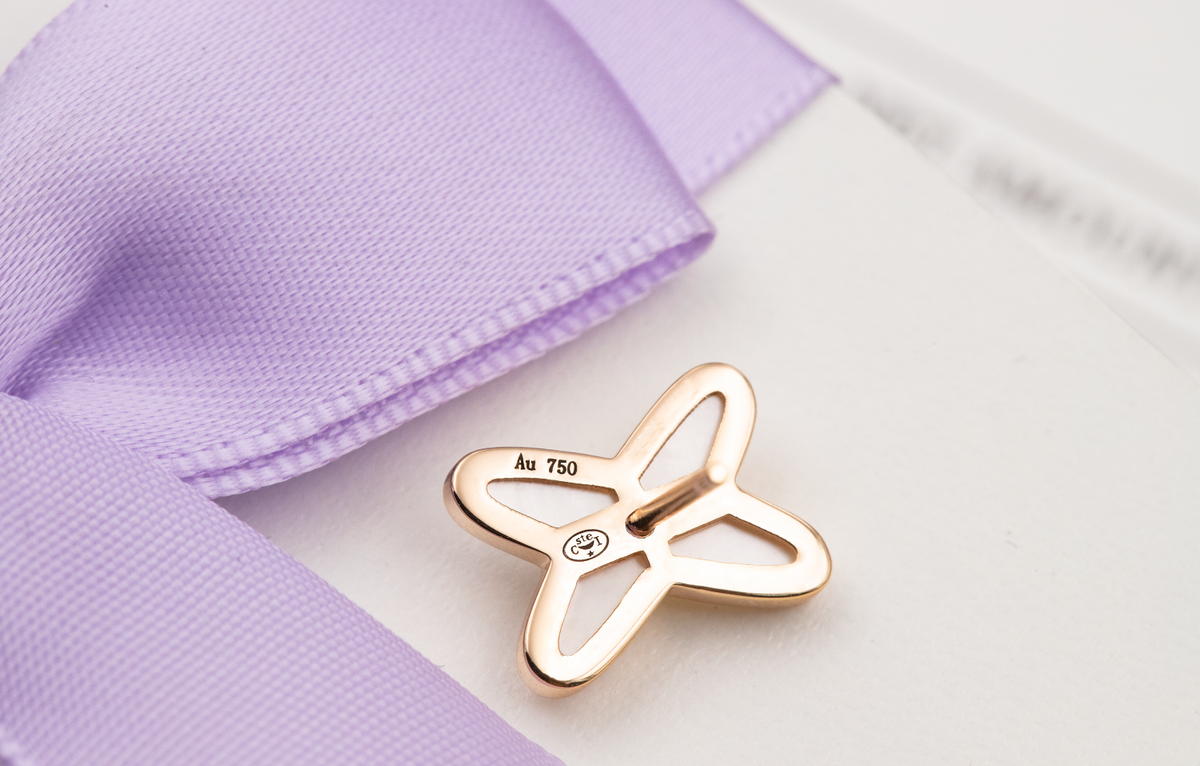 [Royal&Vicky]JEUX DE WHITE MOP ROSE GOLD DIAMOND EARRINGS