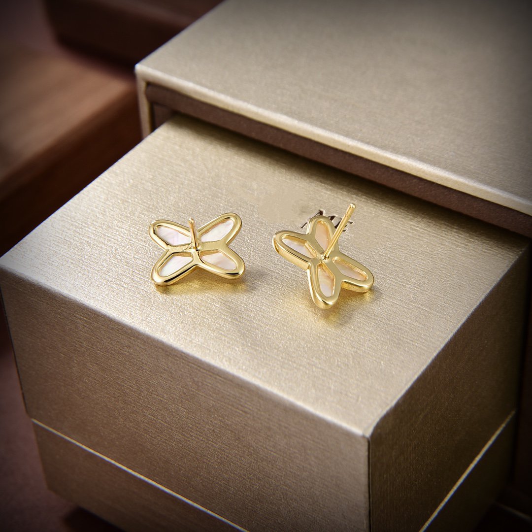 [Royal&Vicky]JEUX DE WHITE MOP GOLD DIAMOND EARRINGS