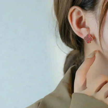 [Royal&Vicky]CLOVER MEDIUM 1 MOTIFS CARNELIAN  EARRINGS