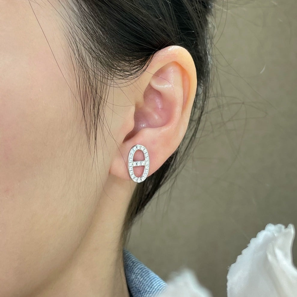 [Royal&Vicky]HM FULL DIAMOND PIG NOSE STUD EARRINGS