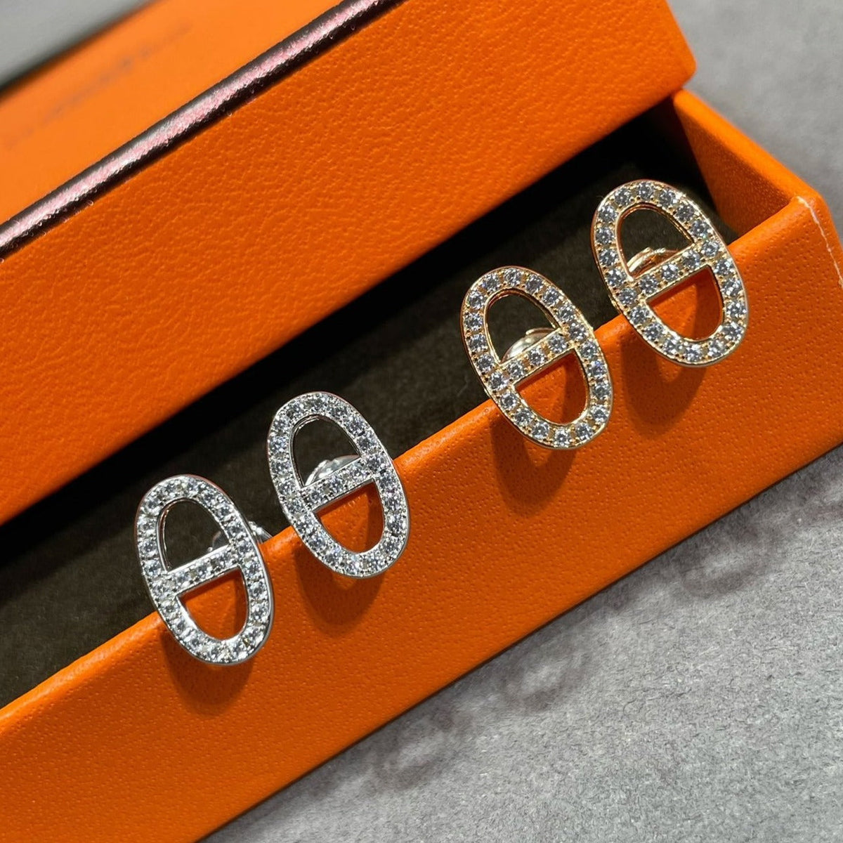 [Royal&Vicky]HM FULL DIAMOND PIG NOSE STUD EARRINGS