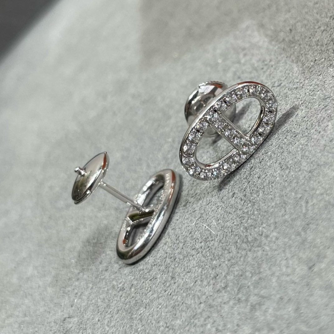 [Royal&Vicky]HM FULL DIAMOND PIG NOSE STUD EARRINGS