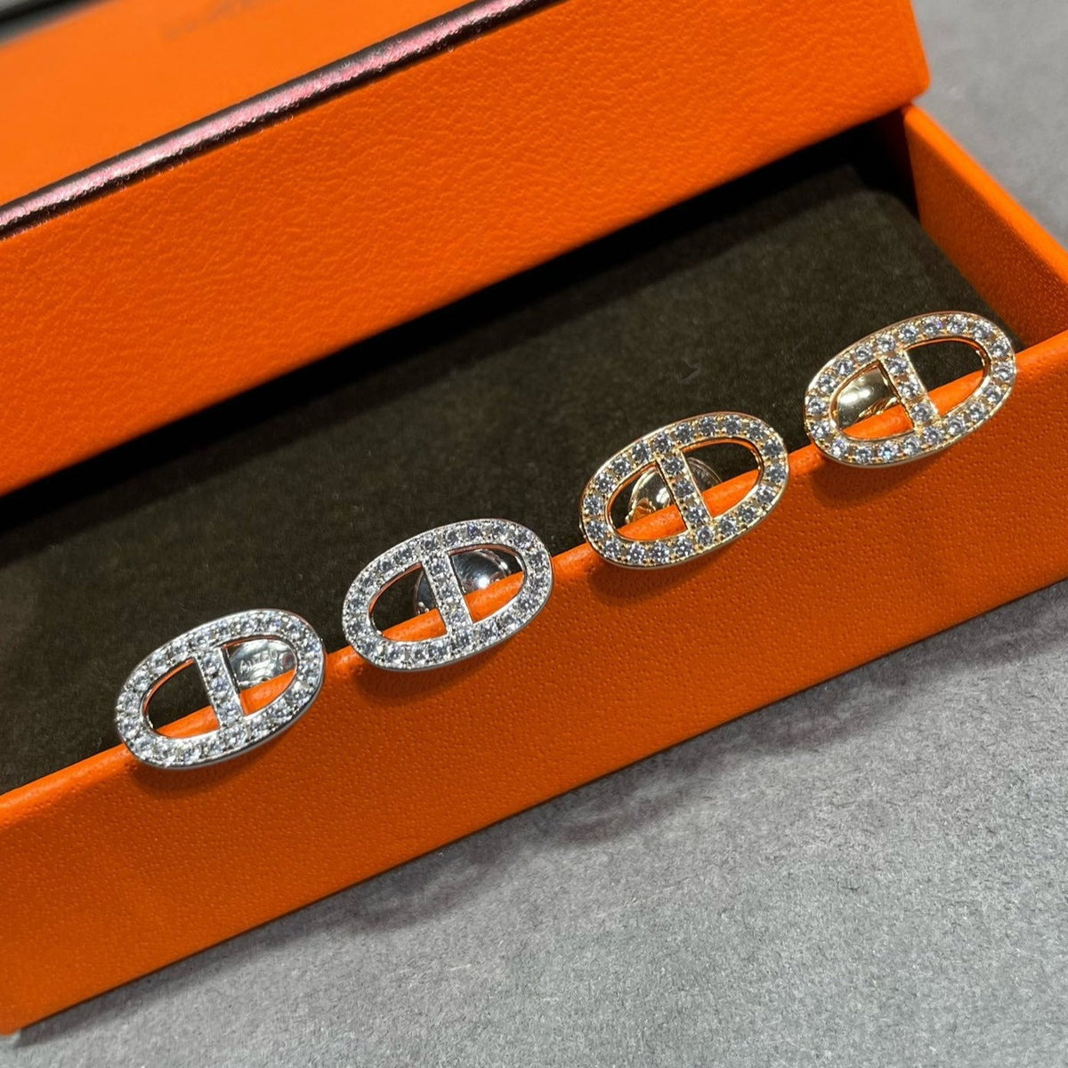 [Royal&Vicky]HM FULL DIAMOND PIG NOSE STUD EARRINGS