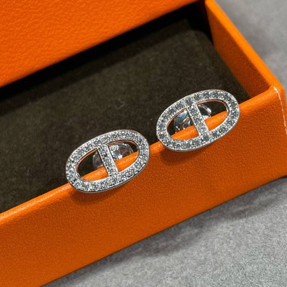 [Royal&Vicky]HM FULL DIAMOND PIG NOSE STUD EARRINGS