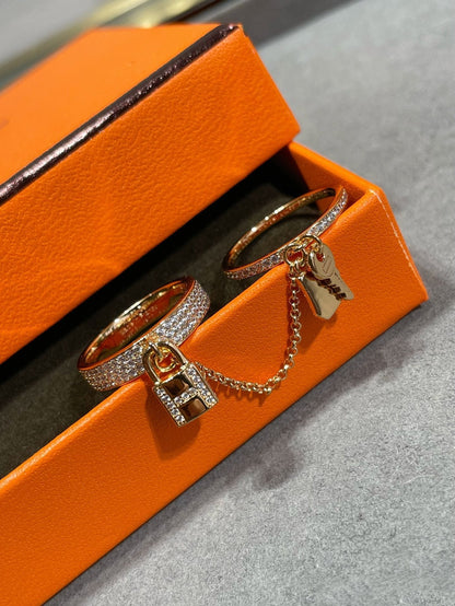 [Royal&Vicky]HM KELLY CLOCHETTE DOUBLE RING IN  WITH DIAMONDS