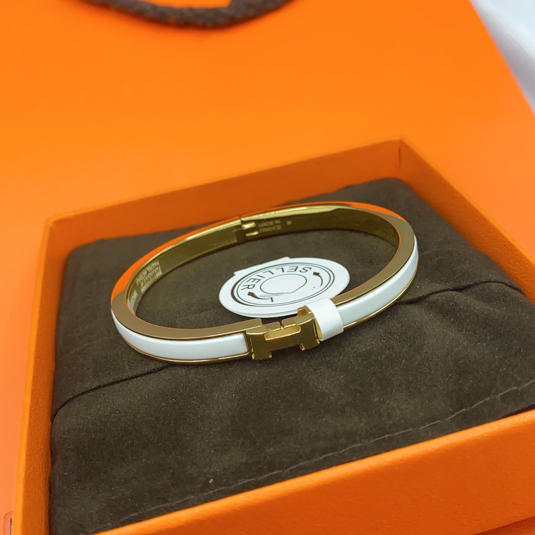 [Royal&Vicky]CLASSIC HM CLIC WHITE 8MM ENAMEL BRACELET