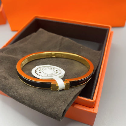 [Royal&Vicky]CLASSIC HM CLIC BLACK 8MM ENAMEL BRACELET
