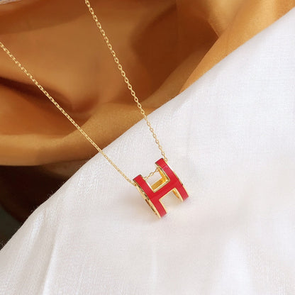 [Royal&Vicky]HM CLIC RED ENAMEL GOLD NECKLACE