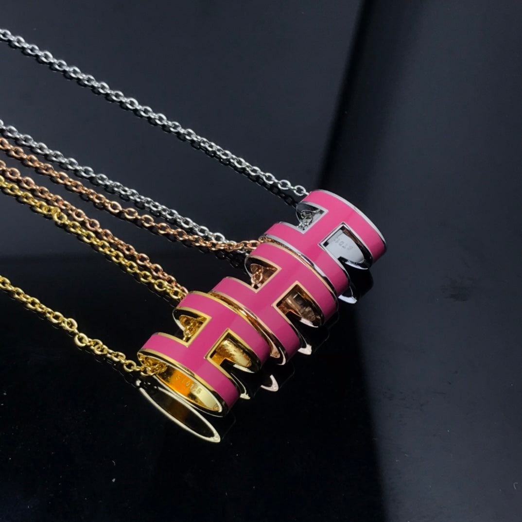 [Royal&Vicky]H NECKLACE PINK