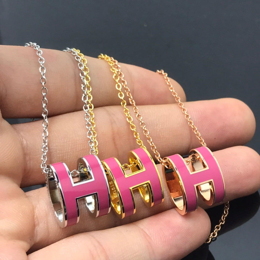 [Royal&Vicky]H NECKLACE PINK