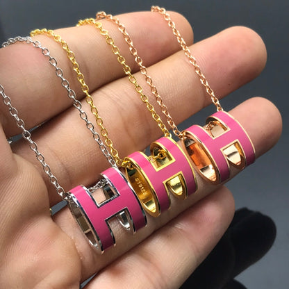 [Royal&Vicky]H NECKLACE PINK