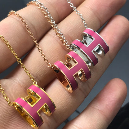 [Royal&Vicky]H NECKLACE PINK