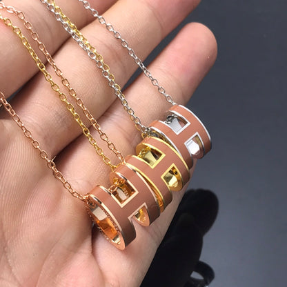 [Royal&Vicky]H NECKLACE BROWN