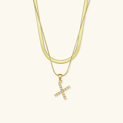[Royal&Vicky]Fiona Layered Gold Initial Letter Necklace