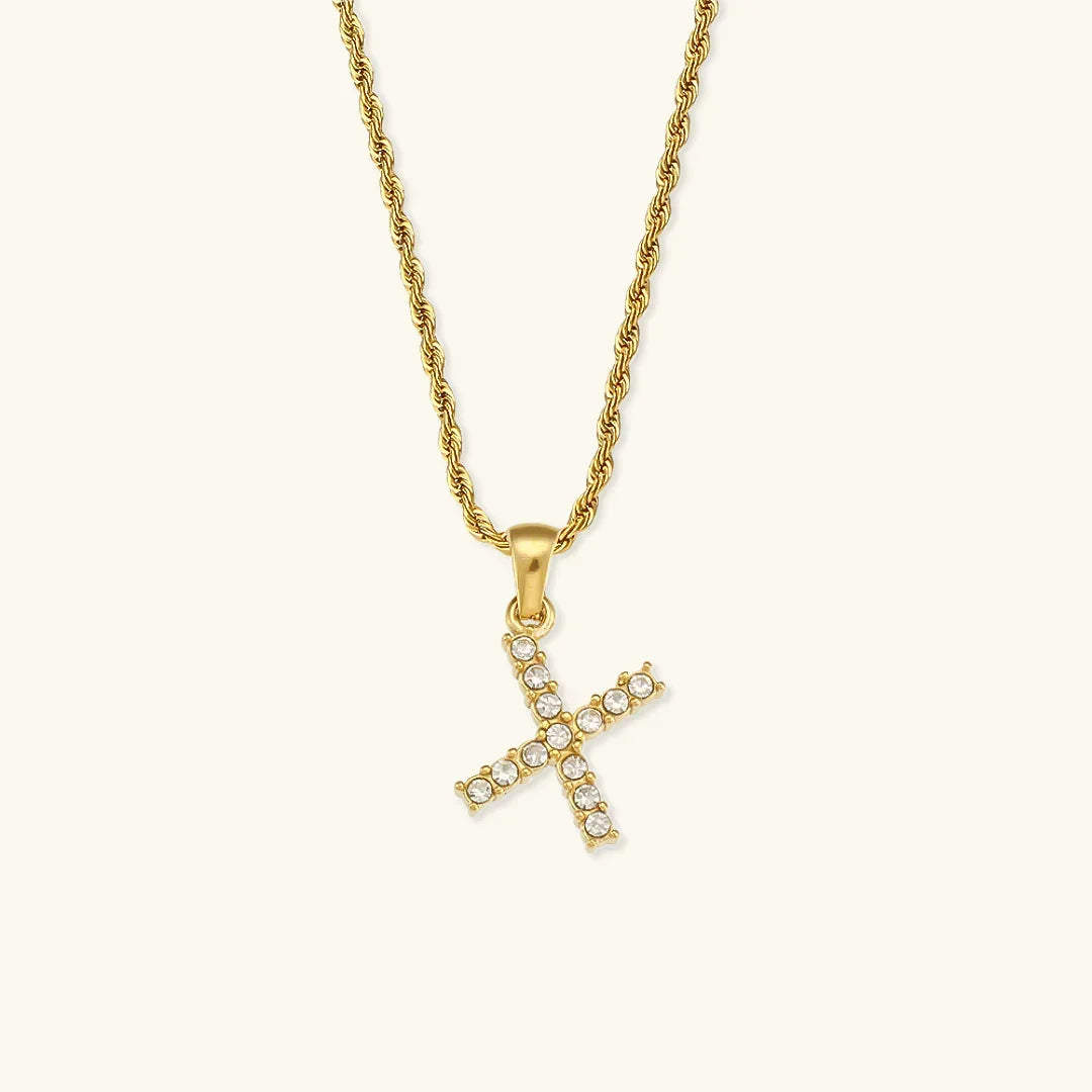 [Royal&Vicky]Maeve Letter Initial Diamond Necklace