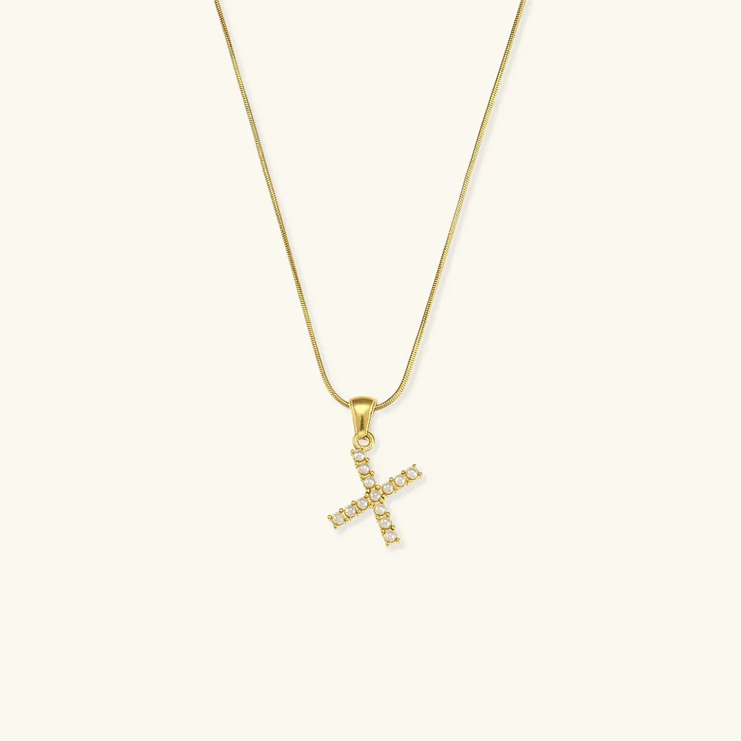 [Royal&Vicky]Augustine Initial Letter Pearl Necklace