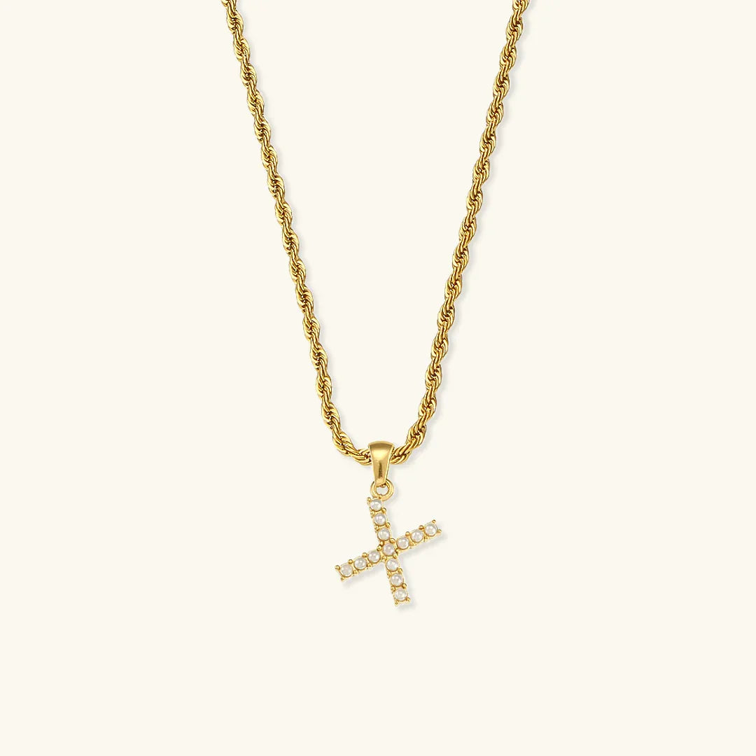 [Royal&Vicky]Elodie Initial Letter Pearl Necklace