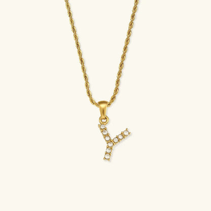 [Royal&Vicky]Maeve Letter Initial Diamond Necklace