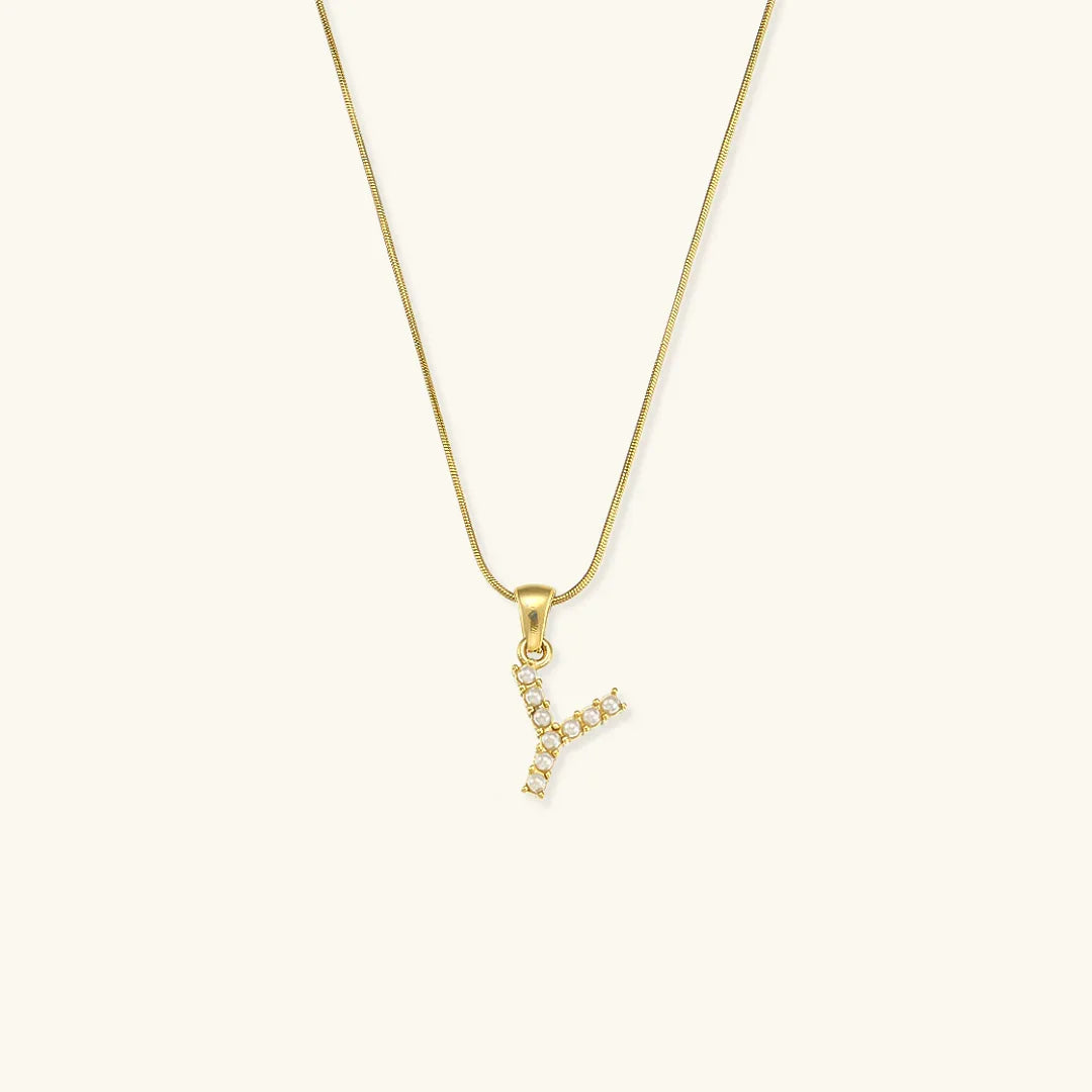 [Royal&Vicky]Augustine Initial Letter Pearl Necklace