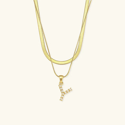 [Royal&Vicky]Fiona Layered Gold Initial Letter Necklace