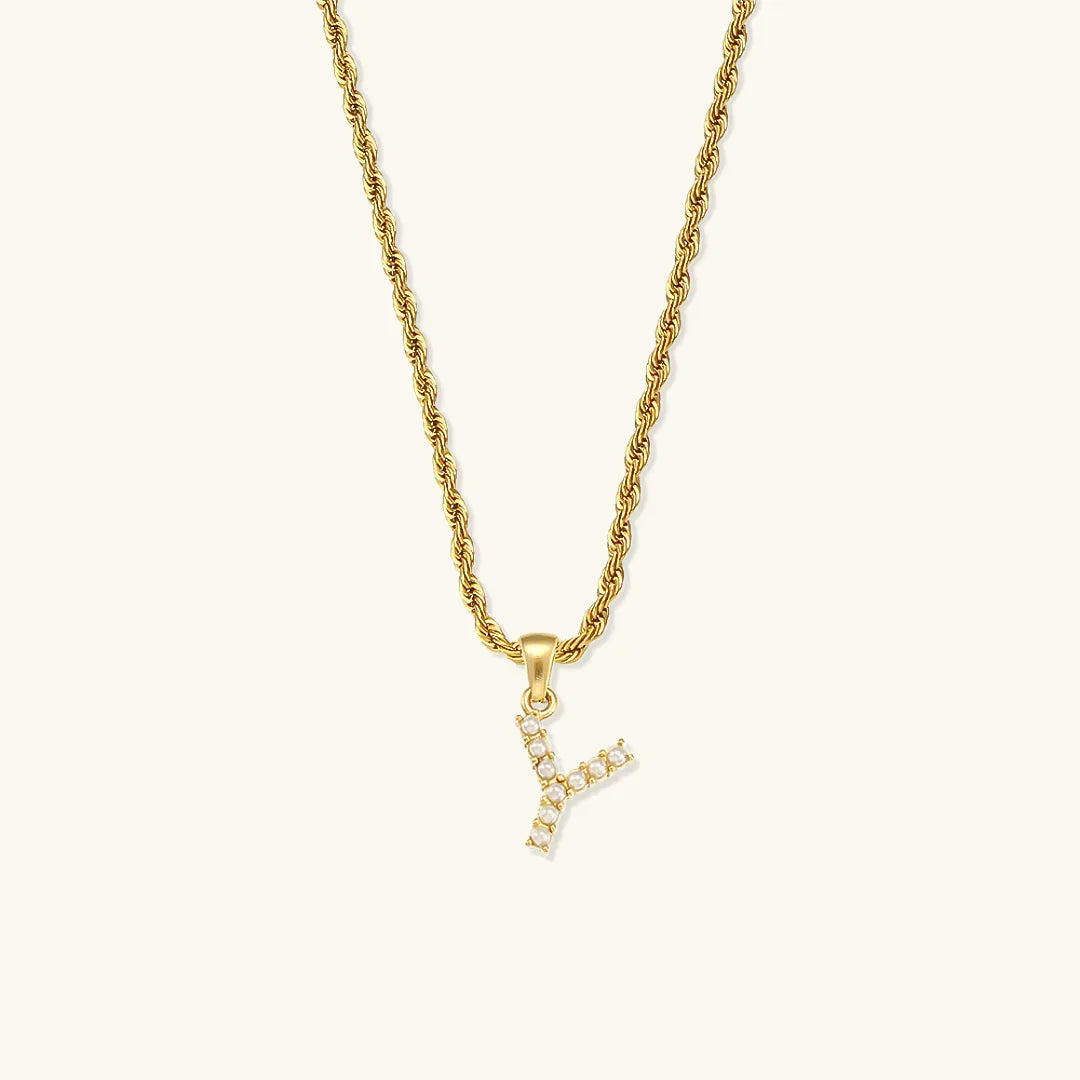 [Royal&Vicky]Elodie Initial Letter Pearl Necklace