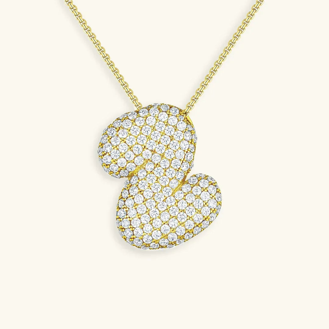 [Royal&Vicky]Bubble Initial Diamond Necklace