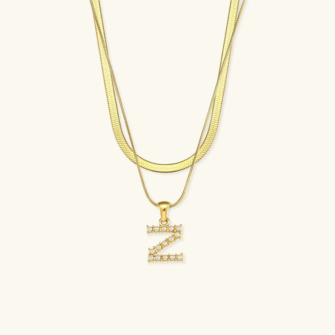 [Royal&Vicky]Fiona Layered Gold Initial Letter Necklace