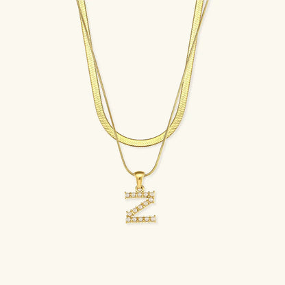 [Royal&Vicky]Fiona Layered Gold Initial Letter Necklace