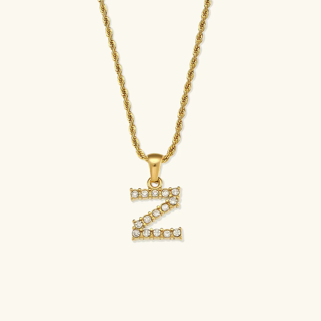 [Royal&Vicky]Maeve Letter Initial Diamond Necklace