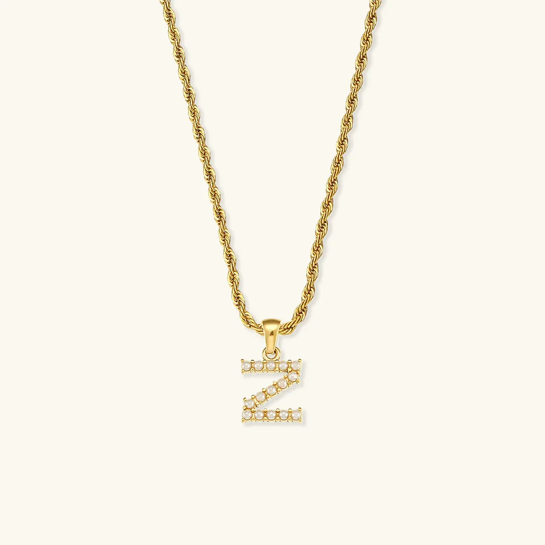 [Royal&Vicky]Elodie Initial Letter Pearl Necklace