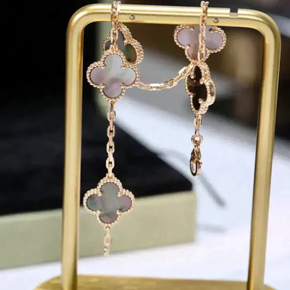 [Royal&Vicky]LUCKY CLOVER 5-MOTIF BRACELET - GREY MOTHER-OF-PEARL COLLECTION