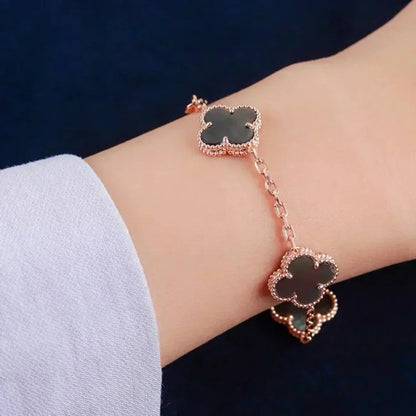 [Royal&Vicky]LUCKY CLOVER 5-MOTIF BRACELET - GREY MOTHER-OF-PEARL COLLECTION