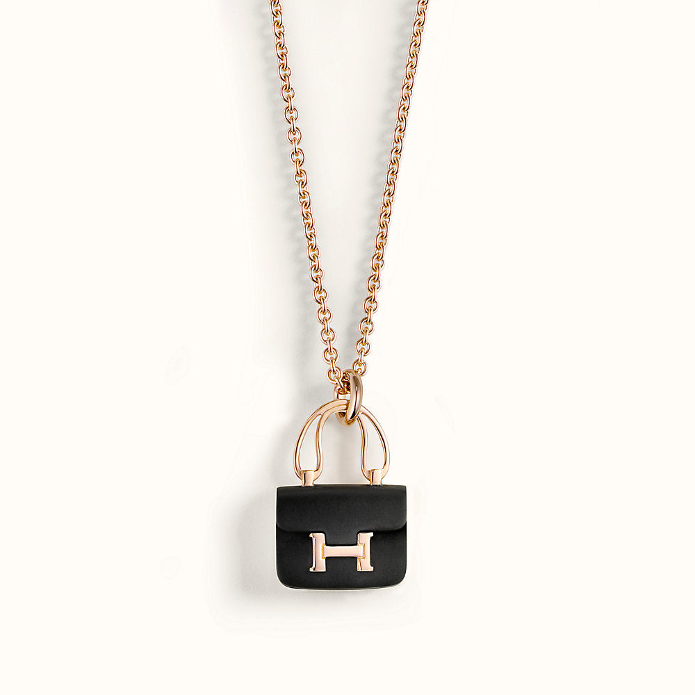 [Royal&Vicky]CONSTANCE BLACK PEDANT PINK GOLD NECKLACE