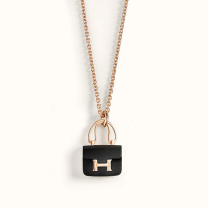 [Royal&Vicky]CONSTANCE BLACK PEDANT PINK GOLD NECKLACE