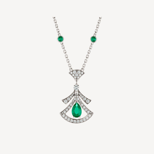 [Super]DREAM NECKLACE MALACHITE DIAMOND SILVER