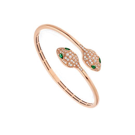 [Super]SERPENTI BRACELET PINK GOLD MALACHITE DIAMOND DOUBLE SNAKE