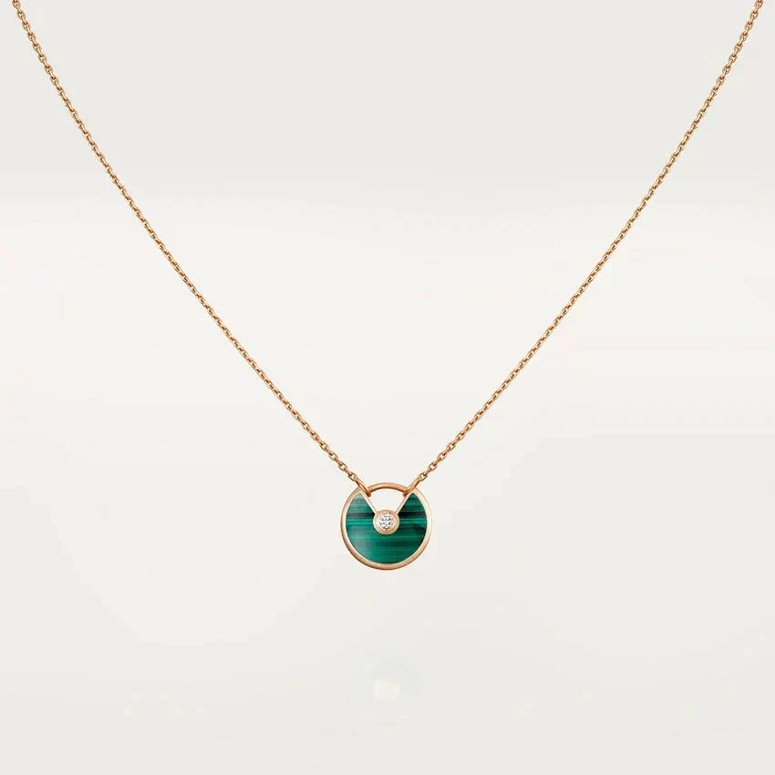 [Royal&Vicky]AMULETTE ROSE GOLD MALACHITE NECKLACE