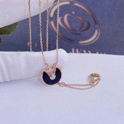 [Royal&Vicky]AMULETTE ROSE GOLD ONYX NECKLACE