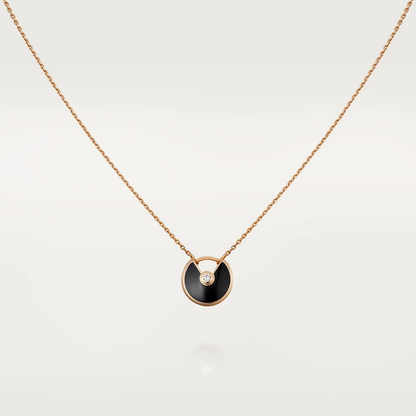 [Royal&Vicky]AMULETTE ROSE GOLD ONYX NECKLACE