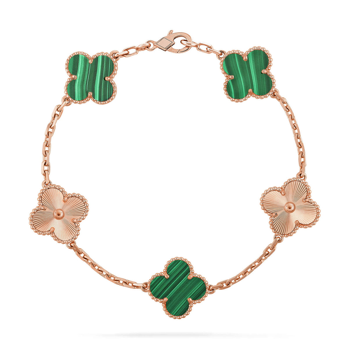 [Royal&Vicky]LUCKY CLOVER 5-MOTIF BRACELET - MALACHITE COLLECTION