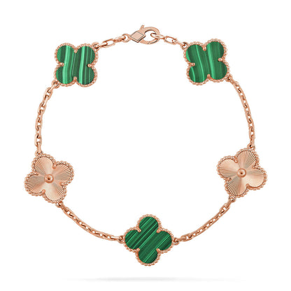 [Royal&Vicky]LUCKY CLOVER 5-MOTIF BRACELET - MALACHITE COLLECTION