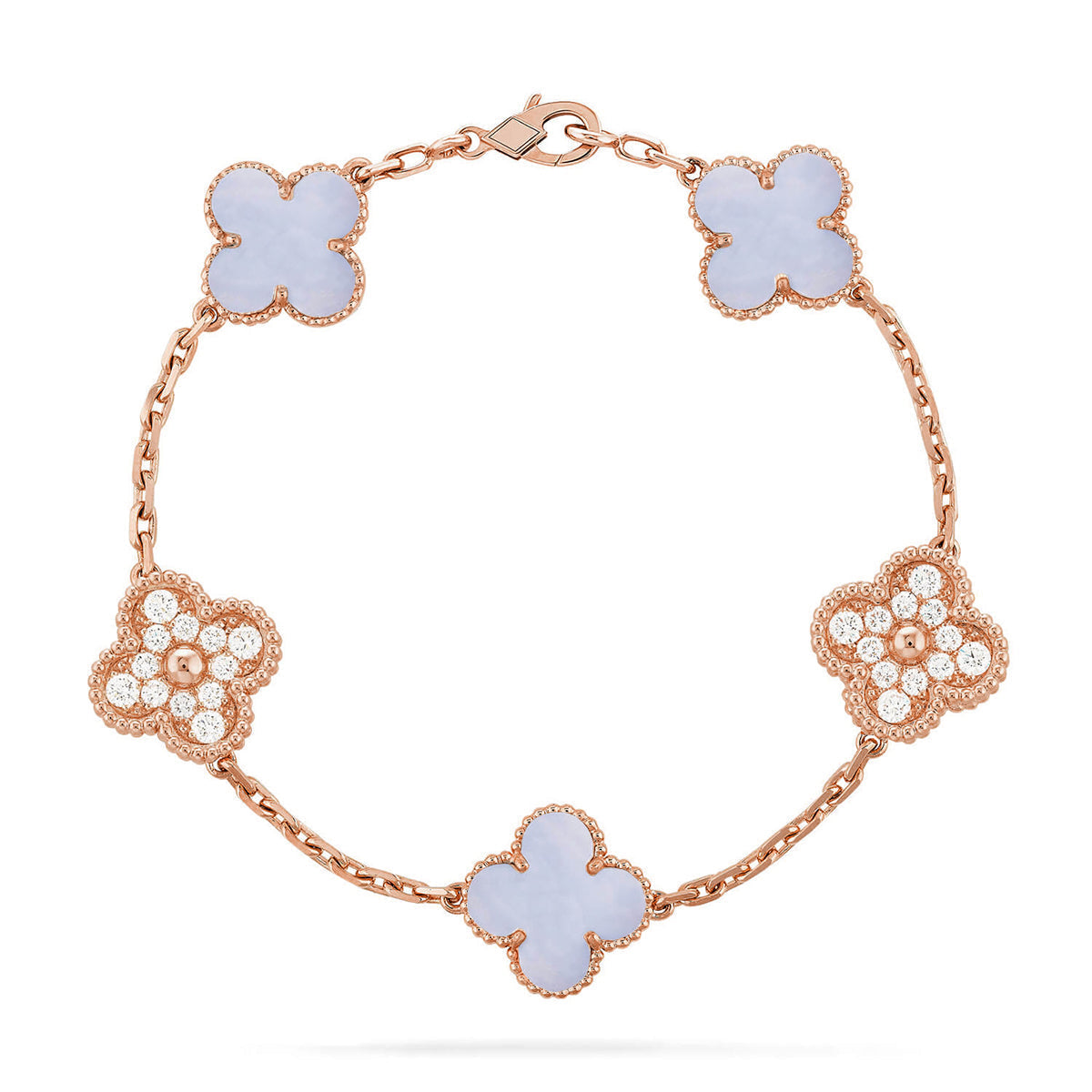 [Royal&Vicky]LUCKY CLOVER 5-MOTIF BRACELET - PURPLE CHALCEDONY COLLECTION