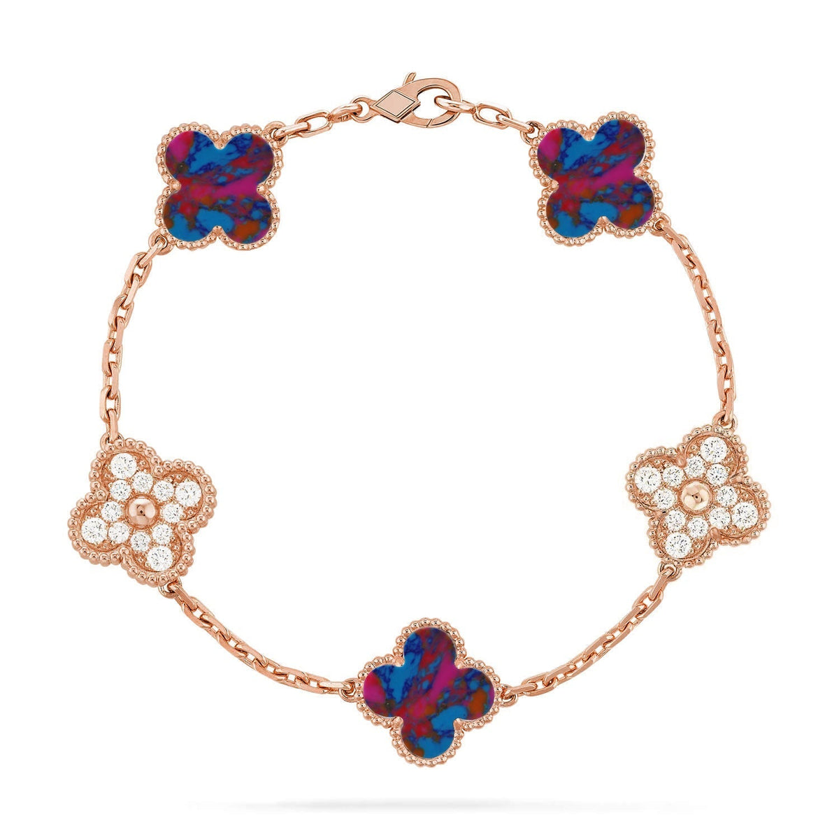 [Royal&Vicky]LUCKY CLOVER 5-MOTIF BRACELET - MULTI-GEM COLLECTION